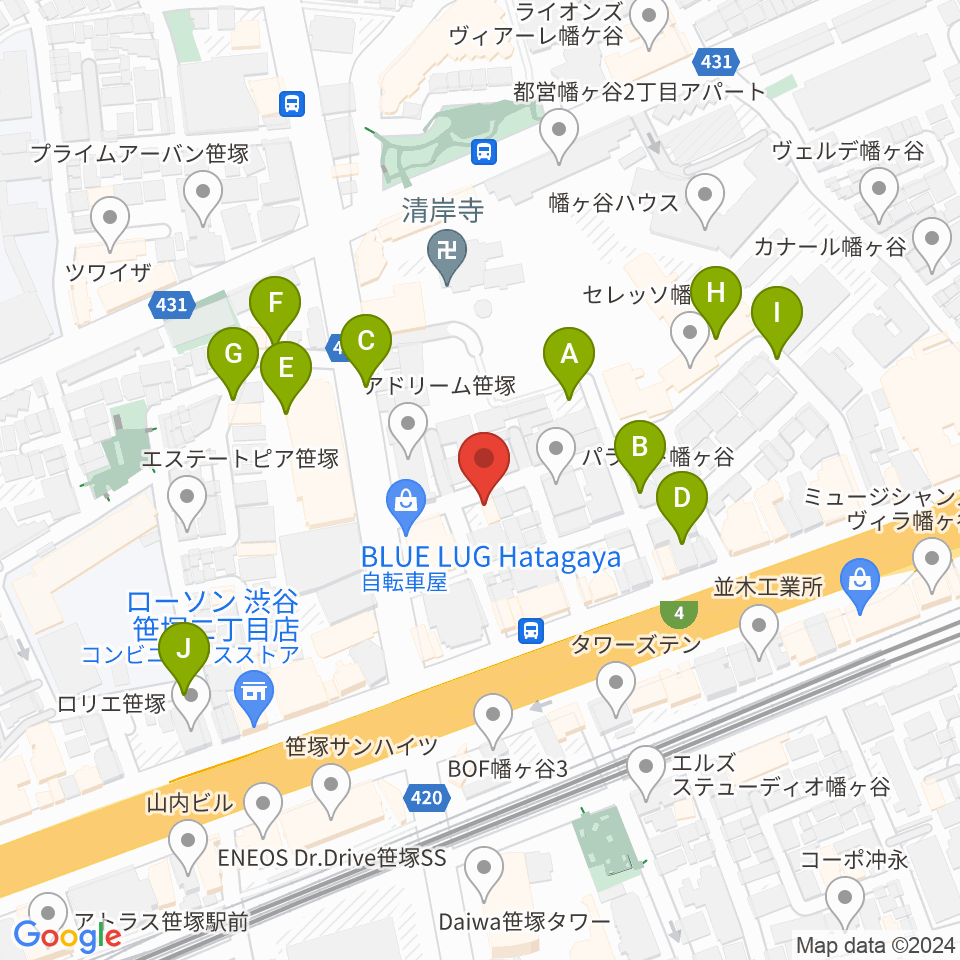 五味和楽器店 東京店周辺の駐車場・コインパーキング一覧地図