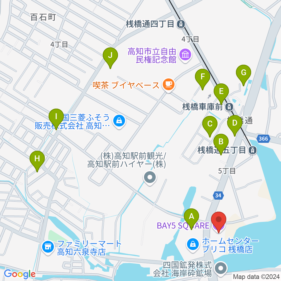 高知BAY5 SQUARE周辺の駐車場・コインパーキング一覧地図