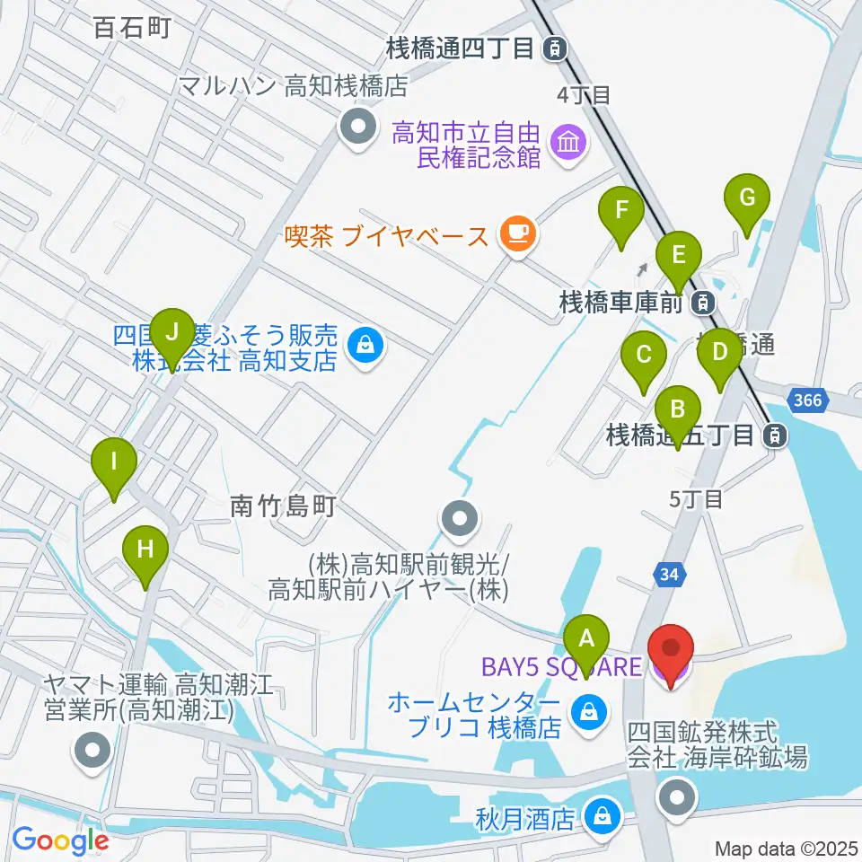 高知BAY5 SQUARE周辺の駐車場・コインパーキング一覧地図