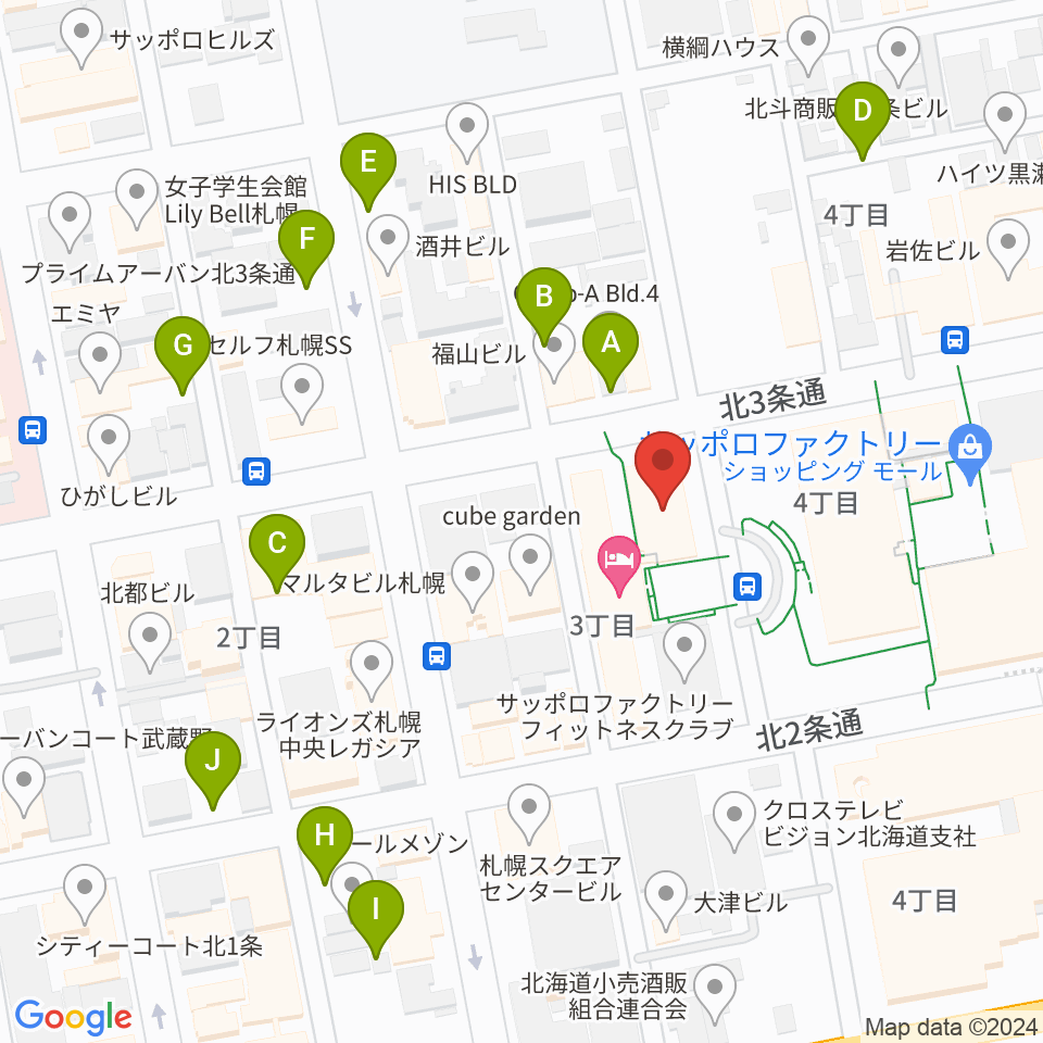 サッポロファクトリー周辺の駐車場・コインパーキング一覧地図