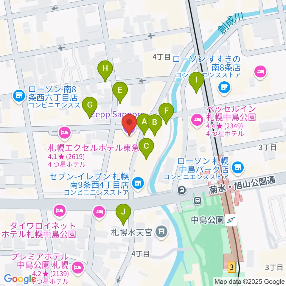 Zepp札幌周辺の駐車場・コインパーキング一覧地図