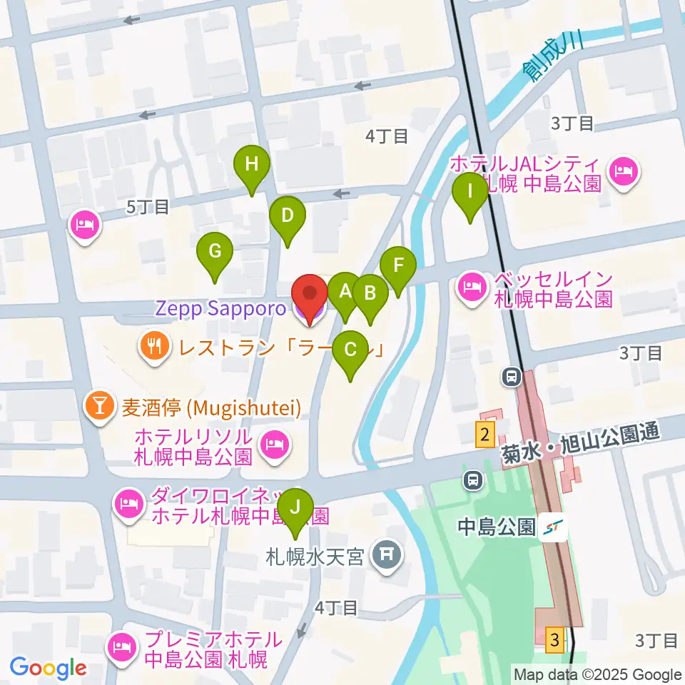 Zepp札幌周辺の駐車場・コインパーキング一覧地図