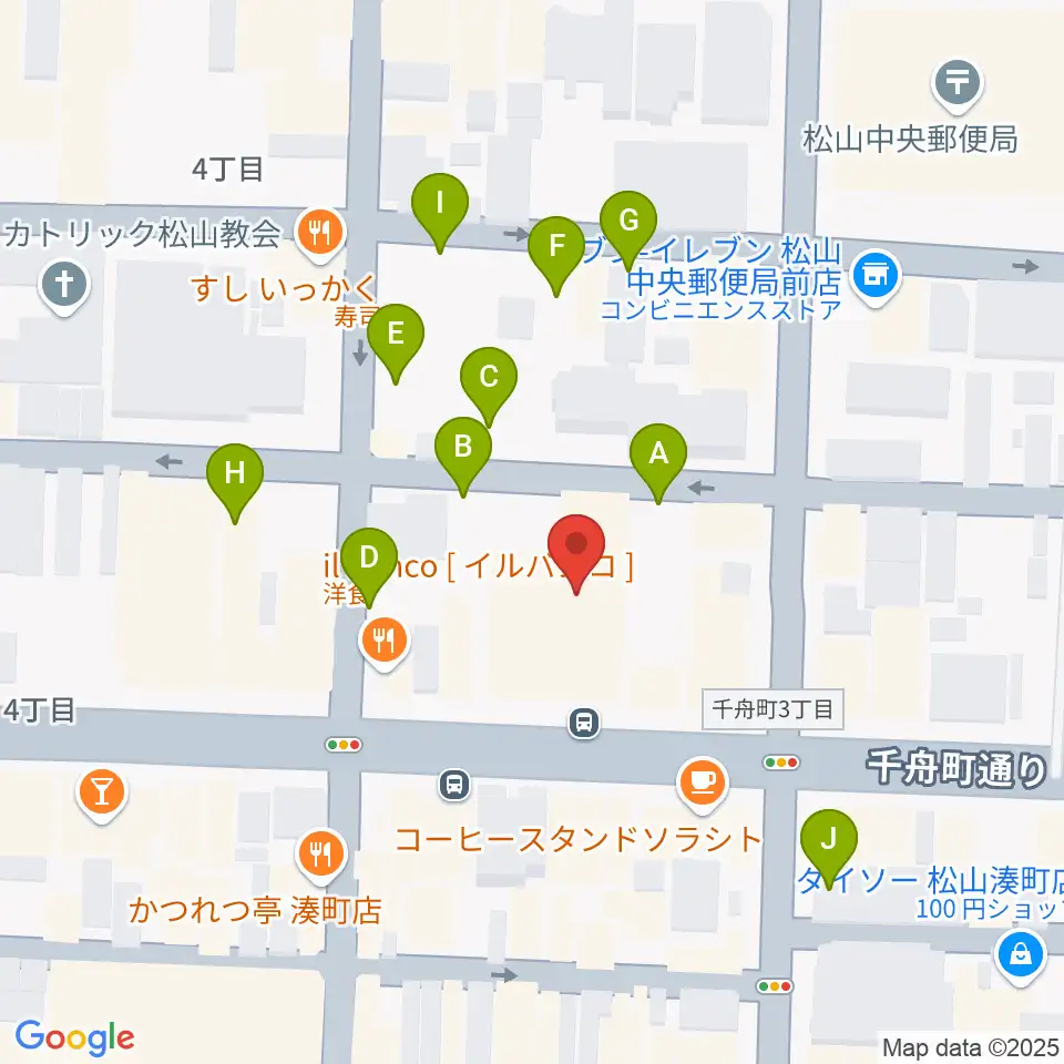 ヤマハミュージック 松山店周辺の駐車場・コインパーキング一覧地図
