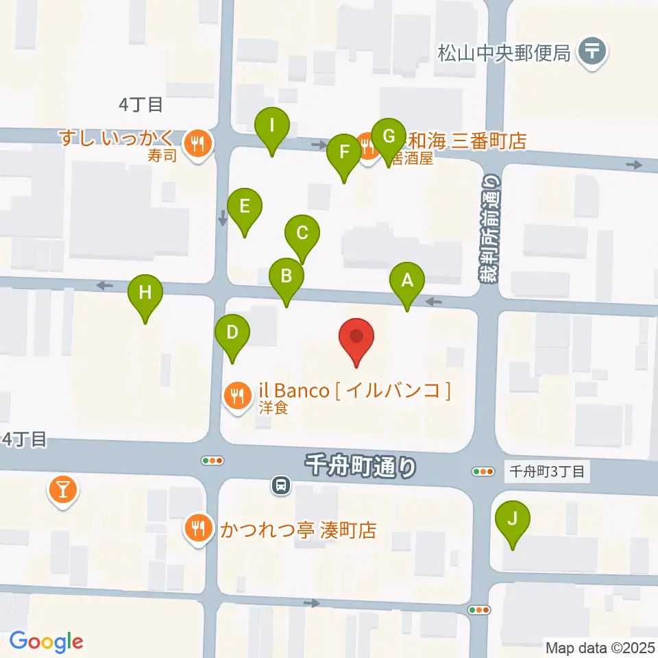 ヤマハミュージック 松山店周辺の駐車場・コインパーキング一覧地図