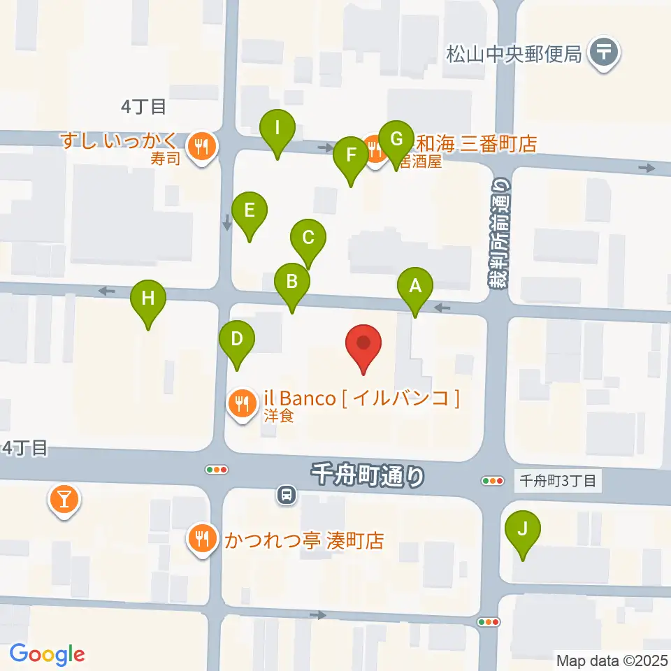 ヤマハミュージック 松山店周辺の駐車場・コインパーキング一覧地図