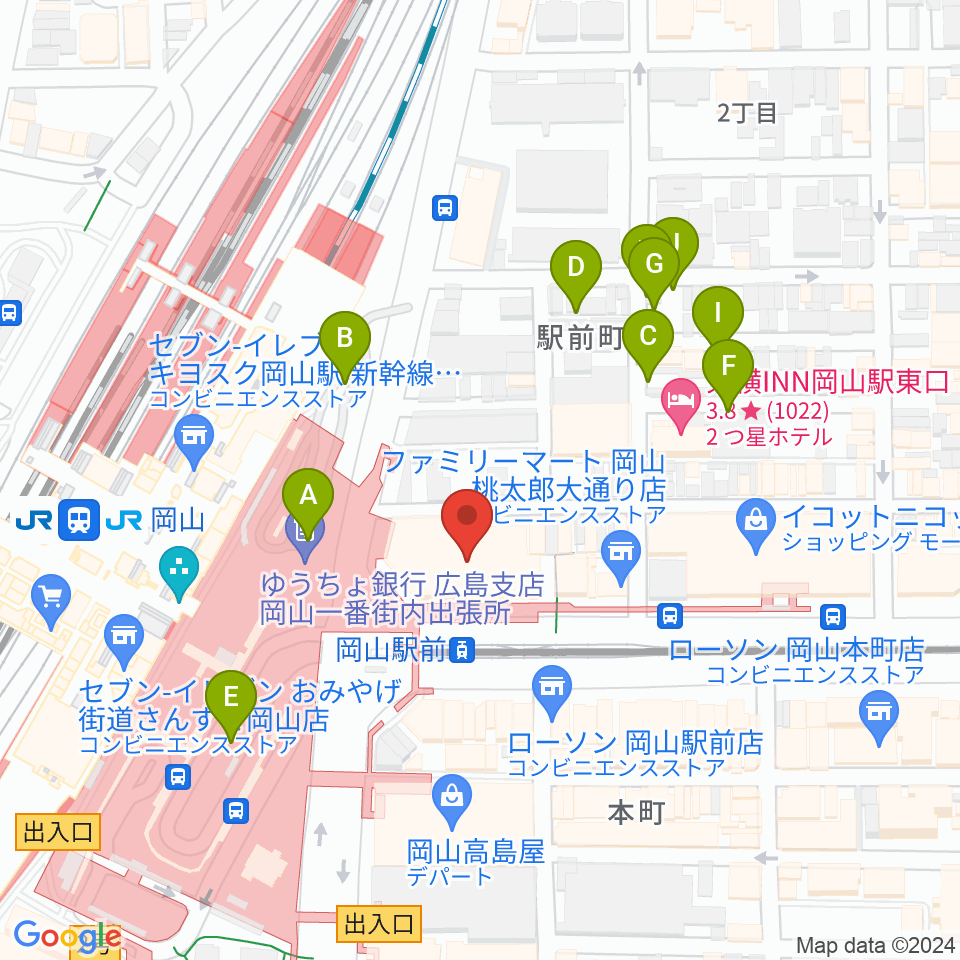 ミュージックアベニュー岡山周辺の駐車場・コインパーキング一覧地図