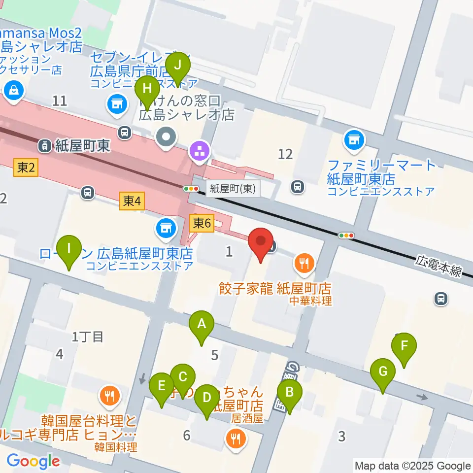 ヤマハミュージック 広島店周辺の駐車場・コインパーキング一覧地図