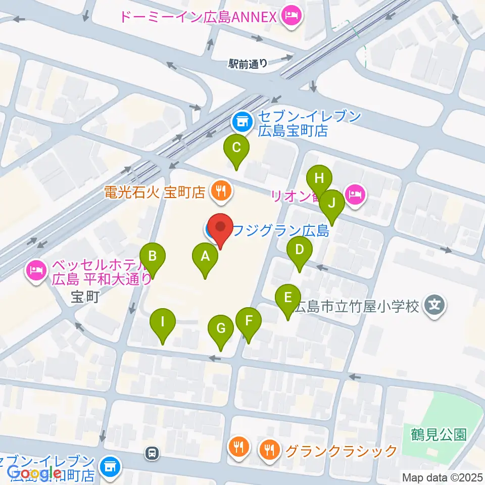 フジグラン広島センター ヤマハミュージック周辺の駐車場・コインパーキング一覧地図