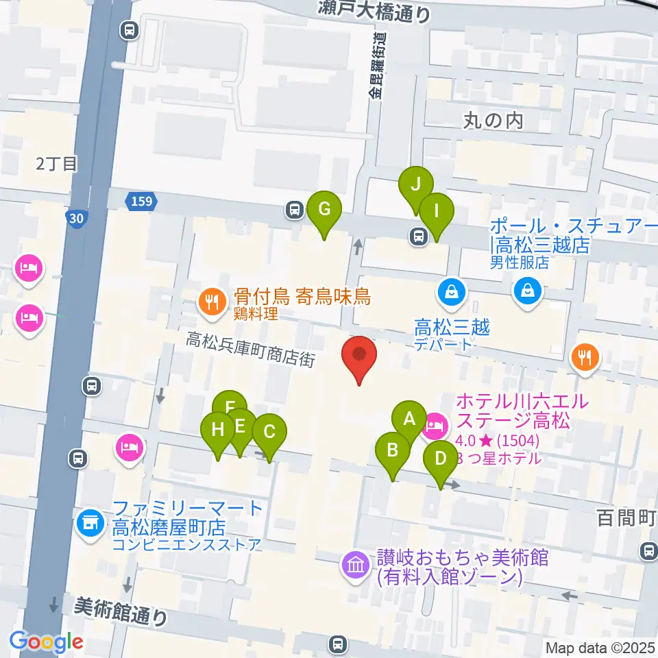 ヤマハミュージック 高松店周辺の駐車場・コインパーキング一覧地図