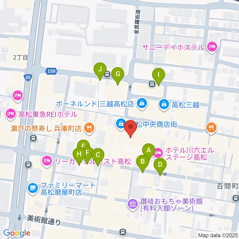 ヤマハミュージック 高松店周辺の駐車場・コインパーキング一覧地図
