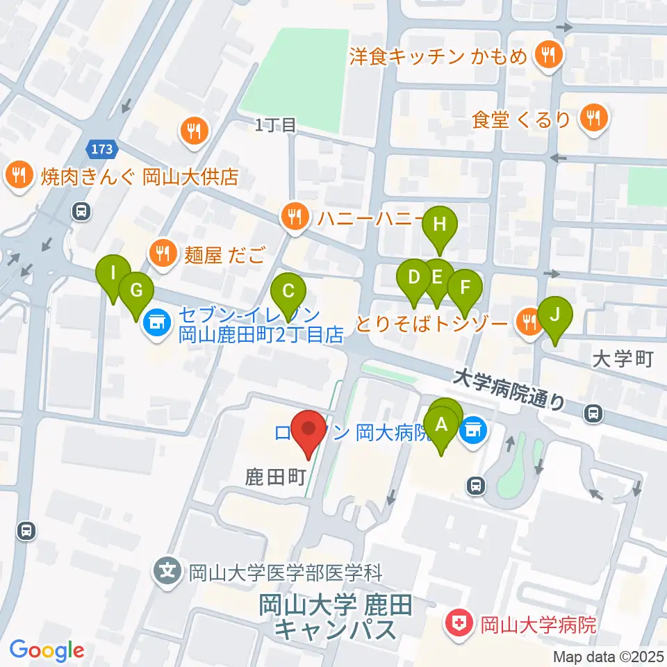 岡山大学 Jホール周辺の駐車場・コインパーキング一覧地図
