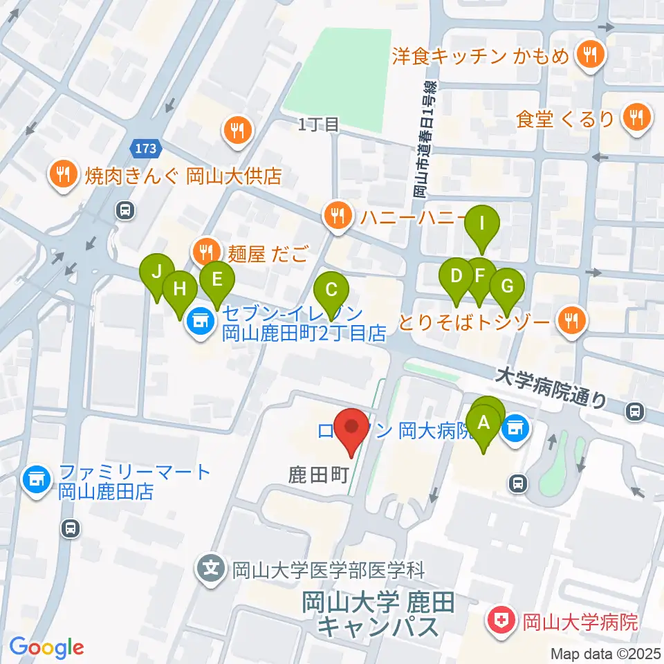 岡山大学 Jホール周辺の駐車場・コインパーキング一覧地図