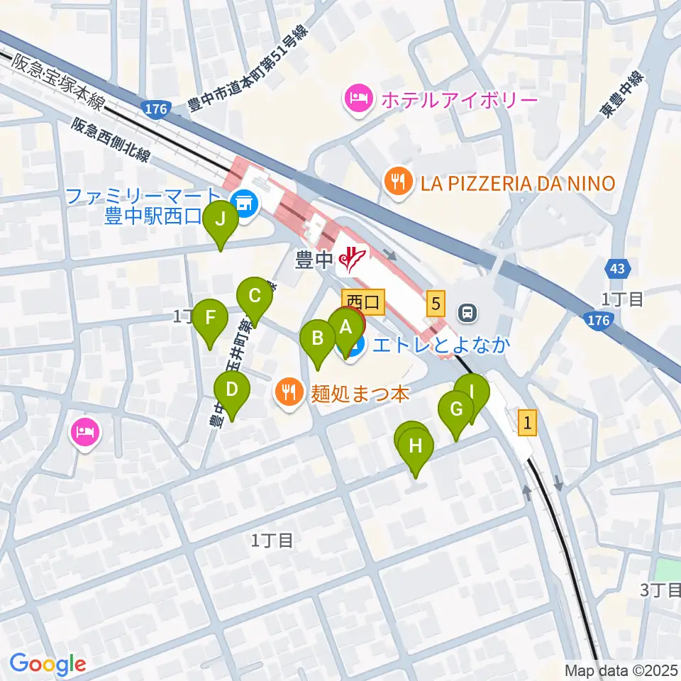 とよなか男女共同参画推進センターすてっぷ周辺の駐車場・コインパーキング一覧地図