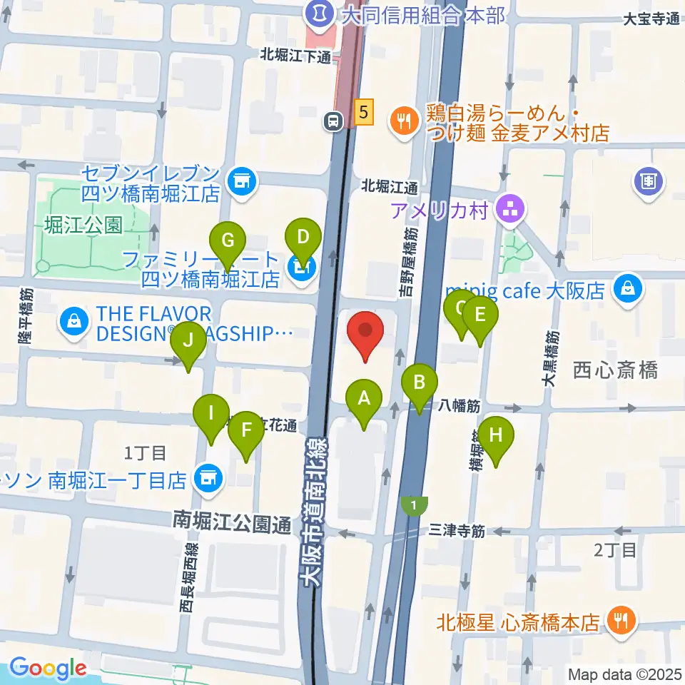 ヤマハミュージック 大阪なんば店周辺の駐車場・コインパーキング一覧地図