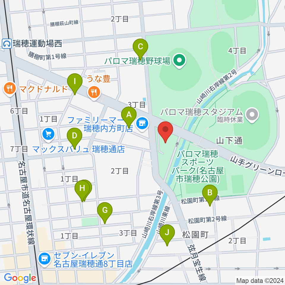 瑞穂文化小劇場周辺の駐車場・コインパーキング一覧地図