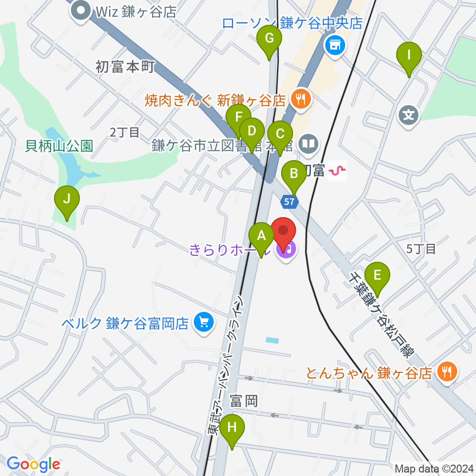 きらり鎌ケ谷市民会館・きらりホール周辺の駐車場・コインパーキング一覧地図