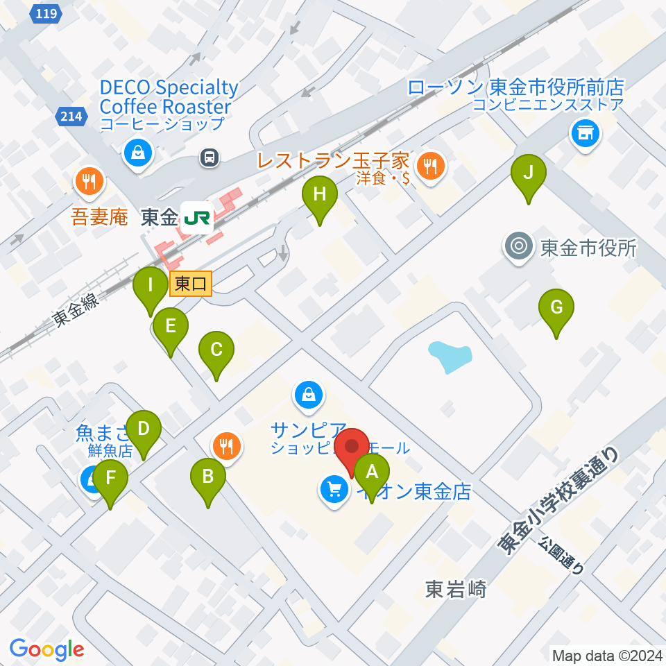 ユニスタイル東金 ヤマハミュージック周辺の駐車場・コインパーキング一覧地図