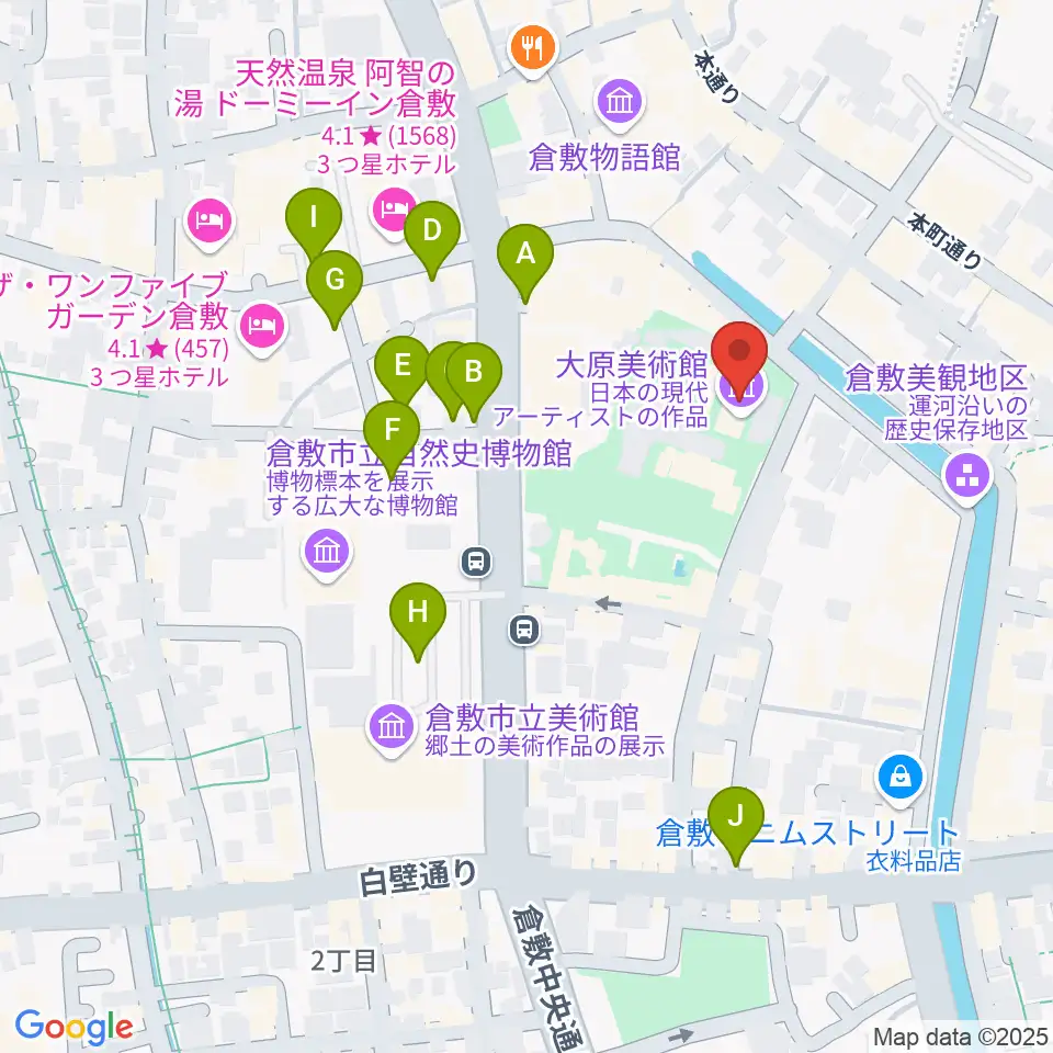 大原美術館周辺の駐車場・コインパーキング一覧地図