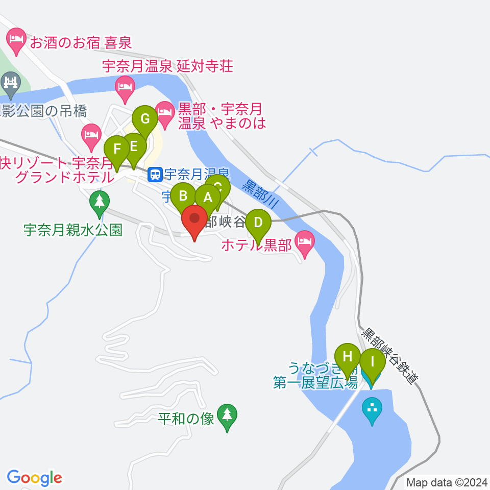黒部市宇奈月国際会館セレネ周辺の駐車場・コインパーキング一覧地図