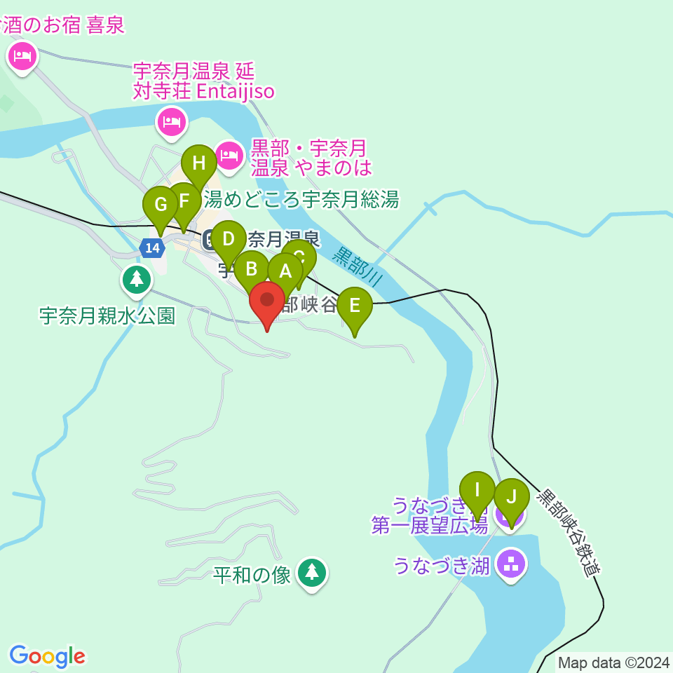 黒部市宇奈月国際会館セレネ周辺の駐車場・コインパーキング一覧地図