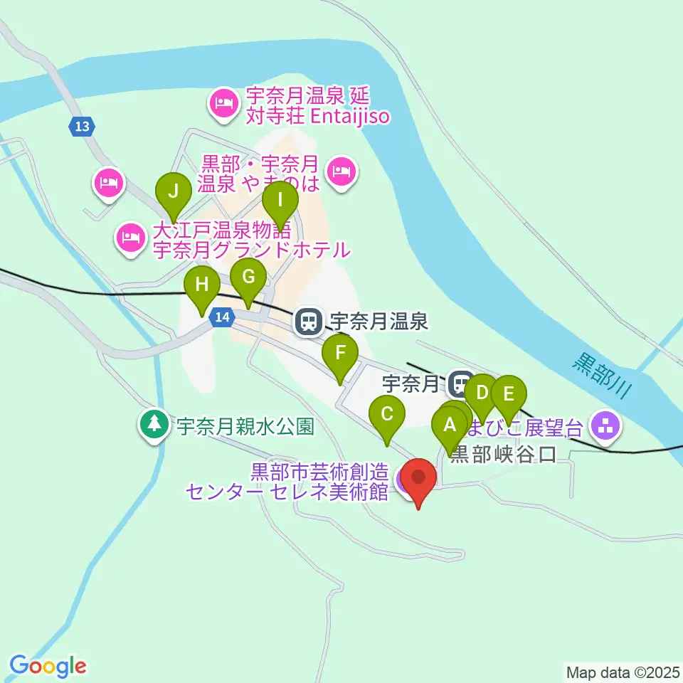 黒部市宇奈月国際会館セレネ周辺の駐車場・コインパーキング一覧地図