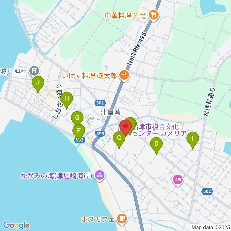 福津市文化会館カメリアホール周辺の駐車場・コインパーキング一覧地図