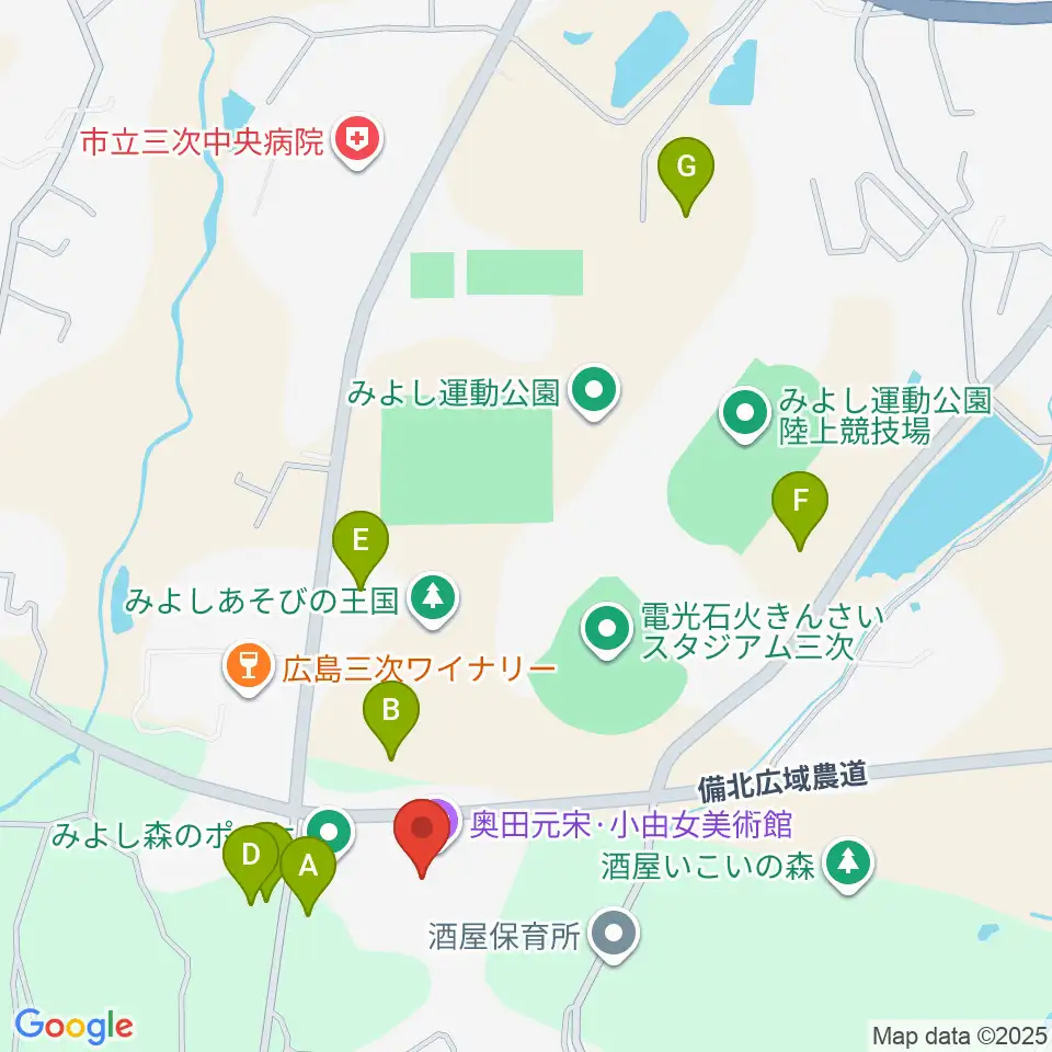 奥田元宋・小田女美術館周辺の駐車場・コインパーキング一覧地図