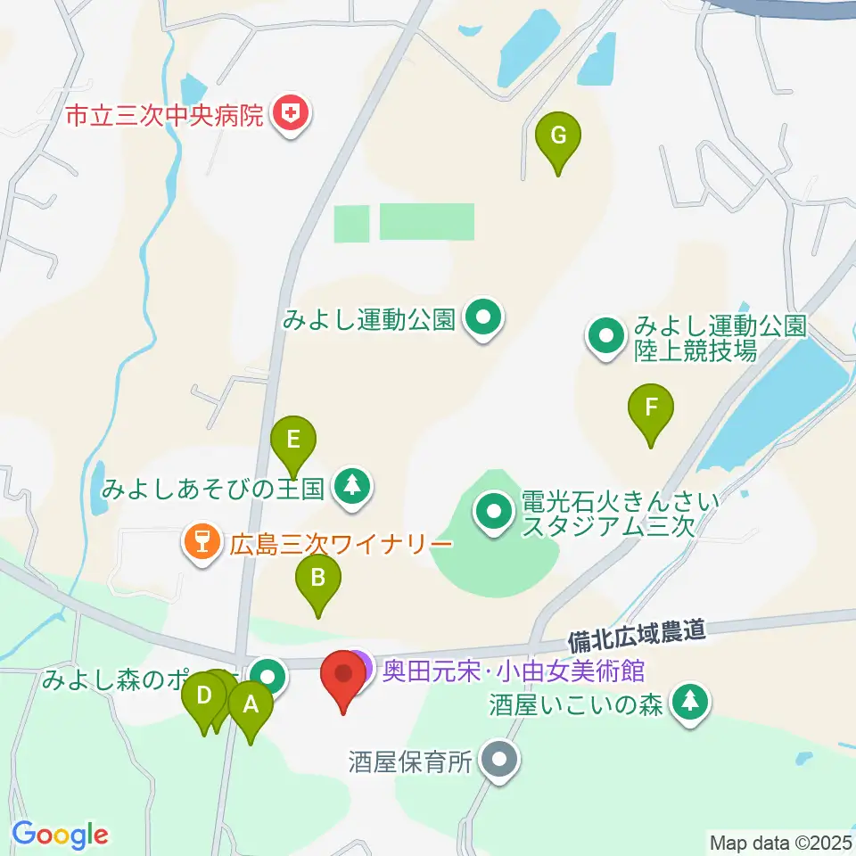 奥田元宋・小田女美術館周辺の駐車場・コインパーキング一覧地図