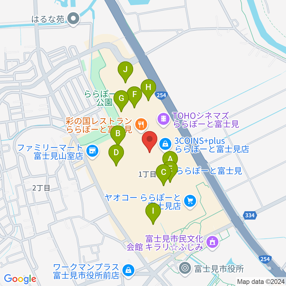 島村楽器 ららぽーと富士見店周辺の駐車場・コインパーキング一覧地図