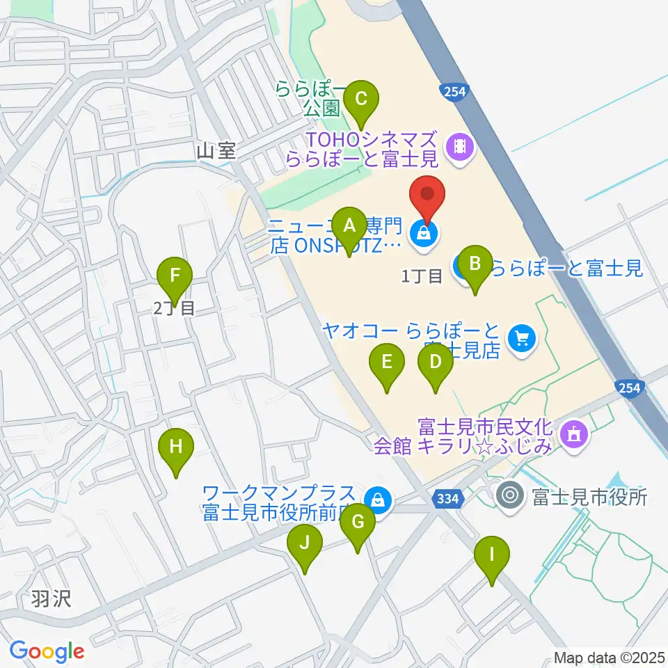 島村楽器 ららぽーと富士見店周辺の駐車場・コインパーキング一覧地図