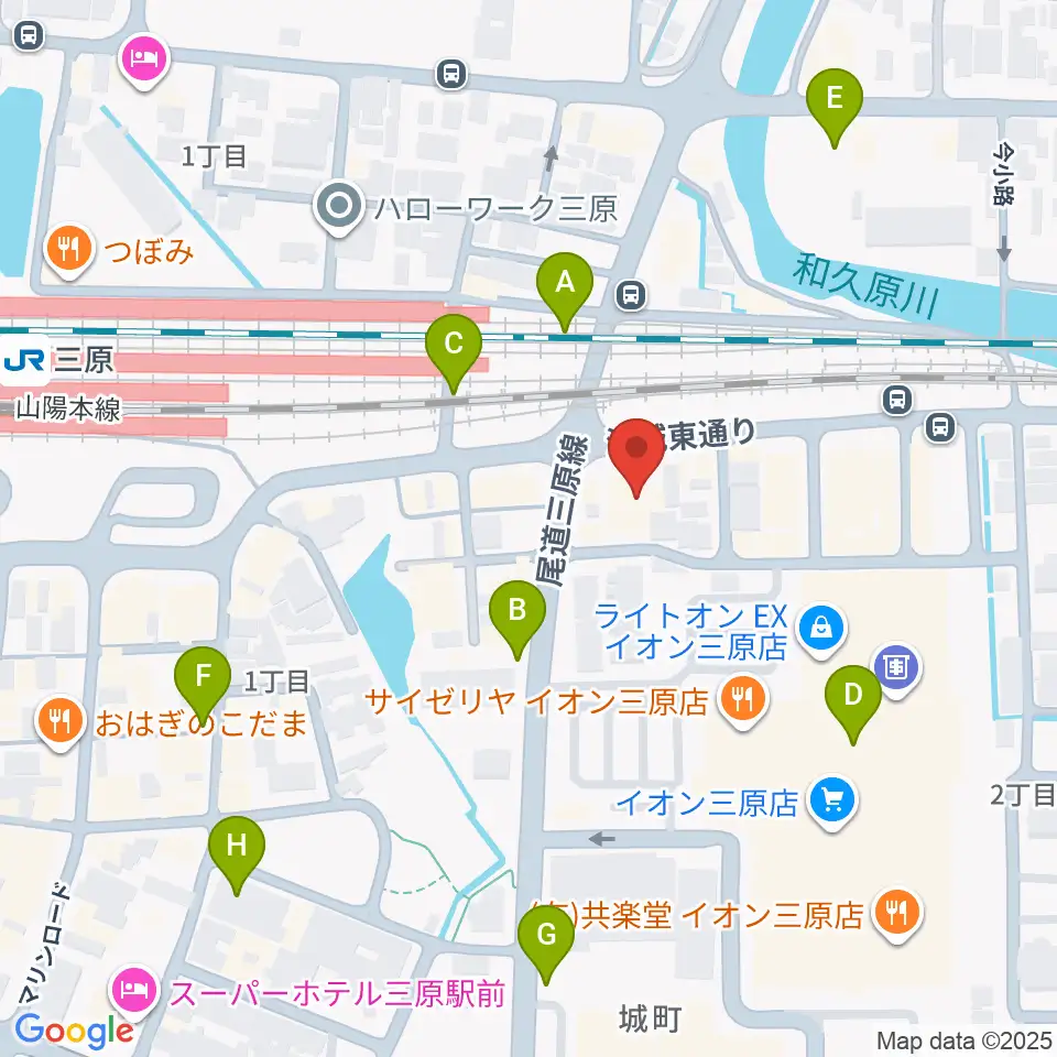 ワタナベミュージックラボ 三原本店周辺の駐車場・コインパーキング一覧地図
