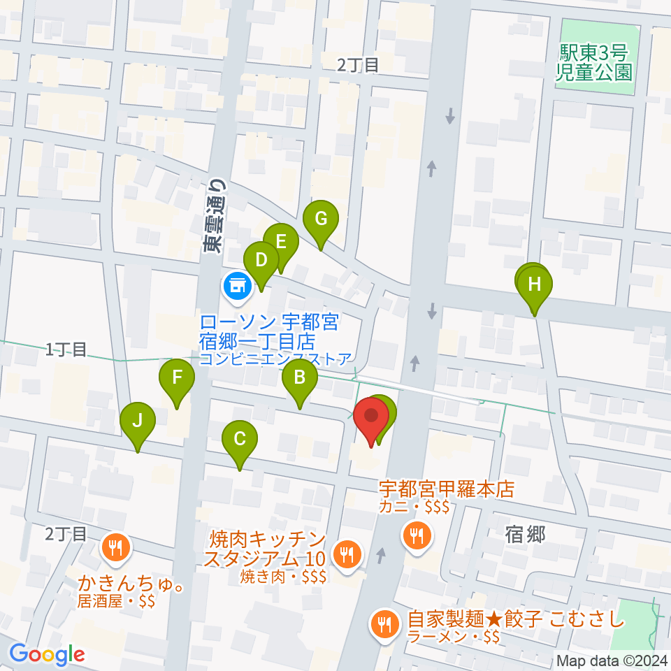 ヤマハミュージック 宇都宮店周辺の駐車場・コインパーキング一覧地図