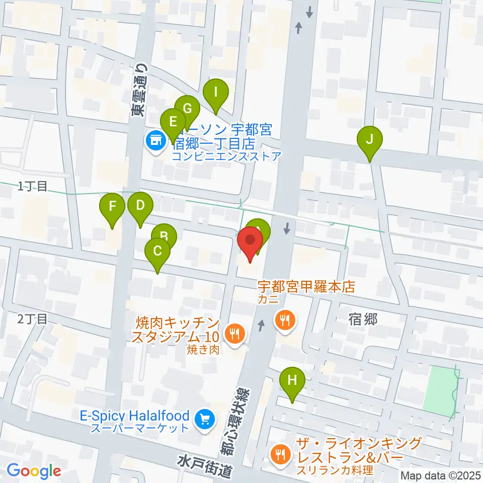 ヤマハミュージック宇都宮店周辺の駐車場・コインパーキング一覧地図
