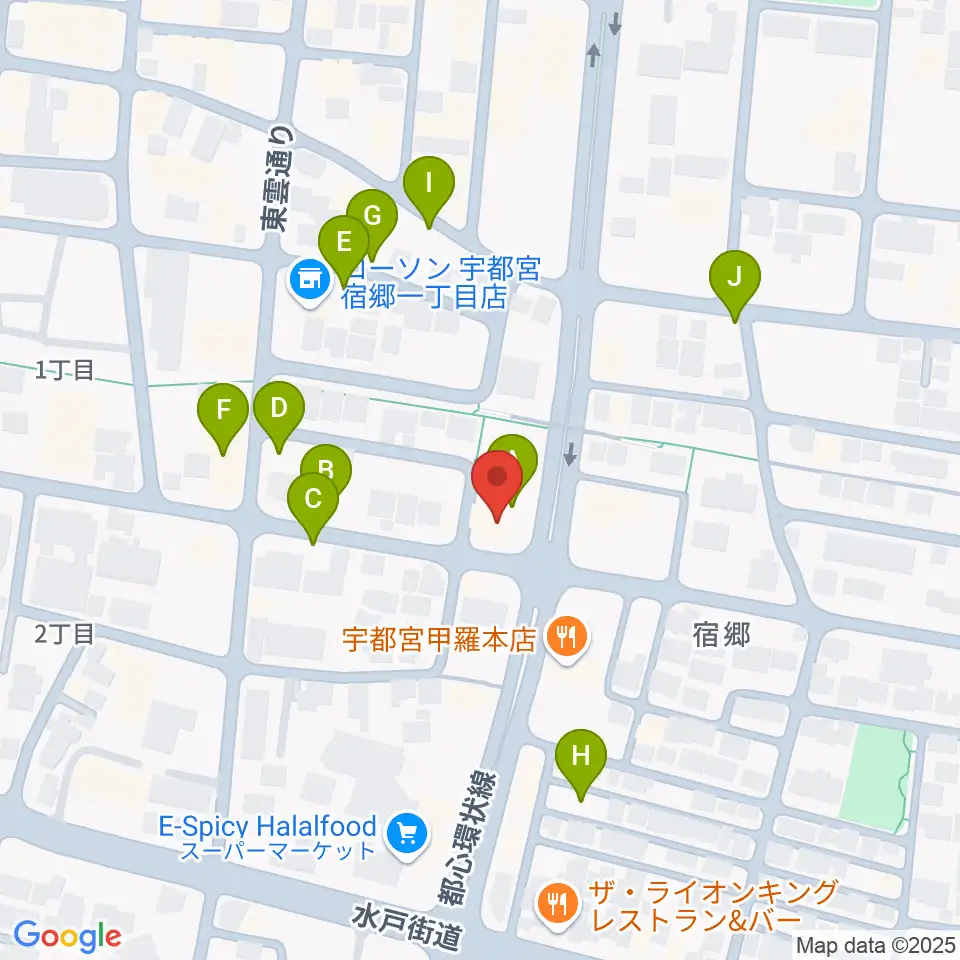 ヤマハミュージック宇都宮店周辺の駐車場・コインパーキング一覧地図