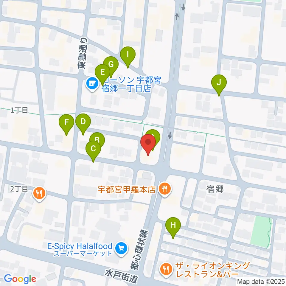 ヤマハミュージック宇都宮店周辺の駐車場・コインパーキング一覧地図