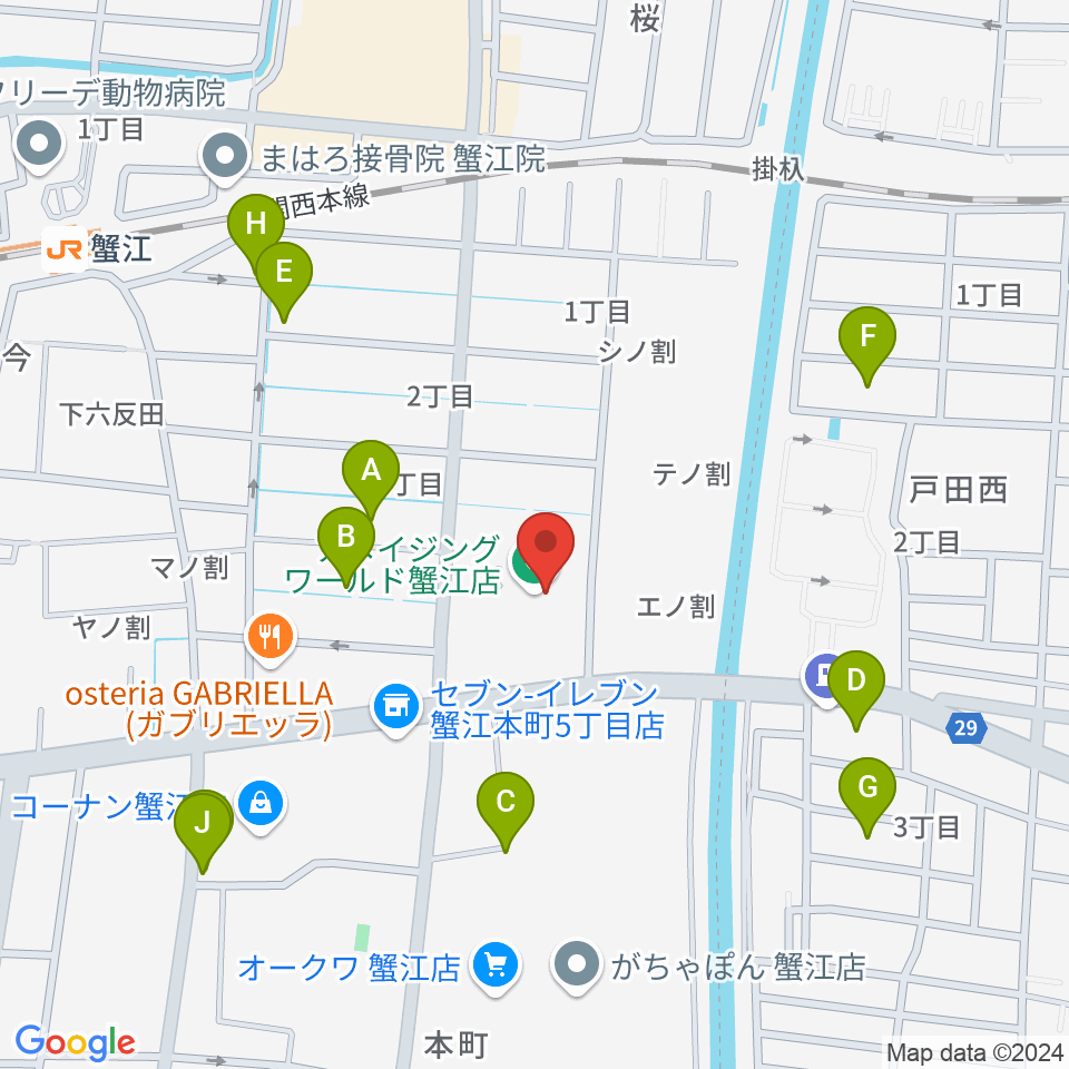 ミュージックサロン蟹江 ピアノショップ周辺の駐車場・コインパーキング一覧地図