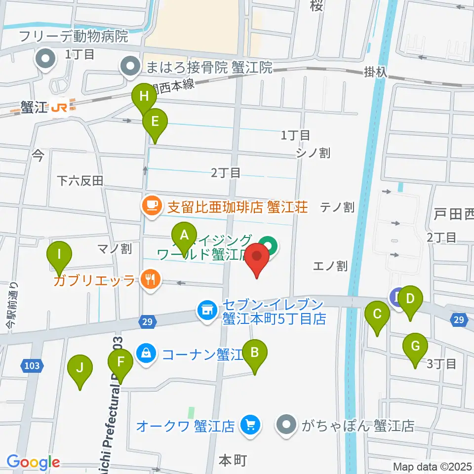 矢木楽器店 ミュージックサロン蟹江周辺の駐車場・コインパーキング一覧地図