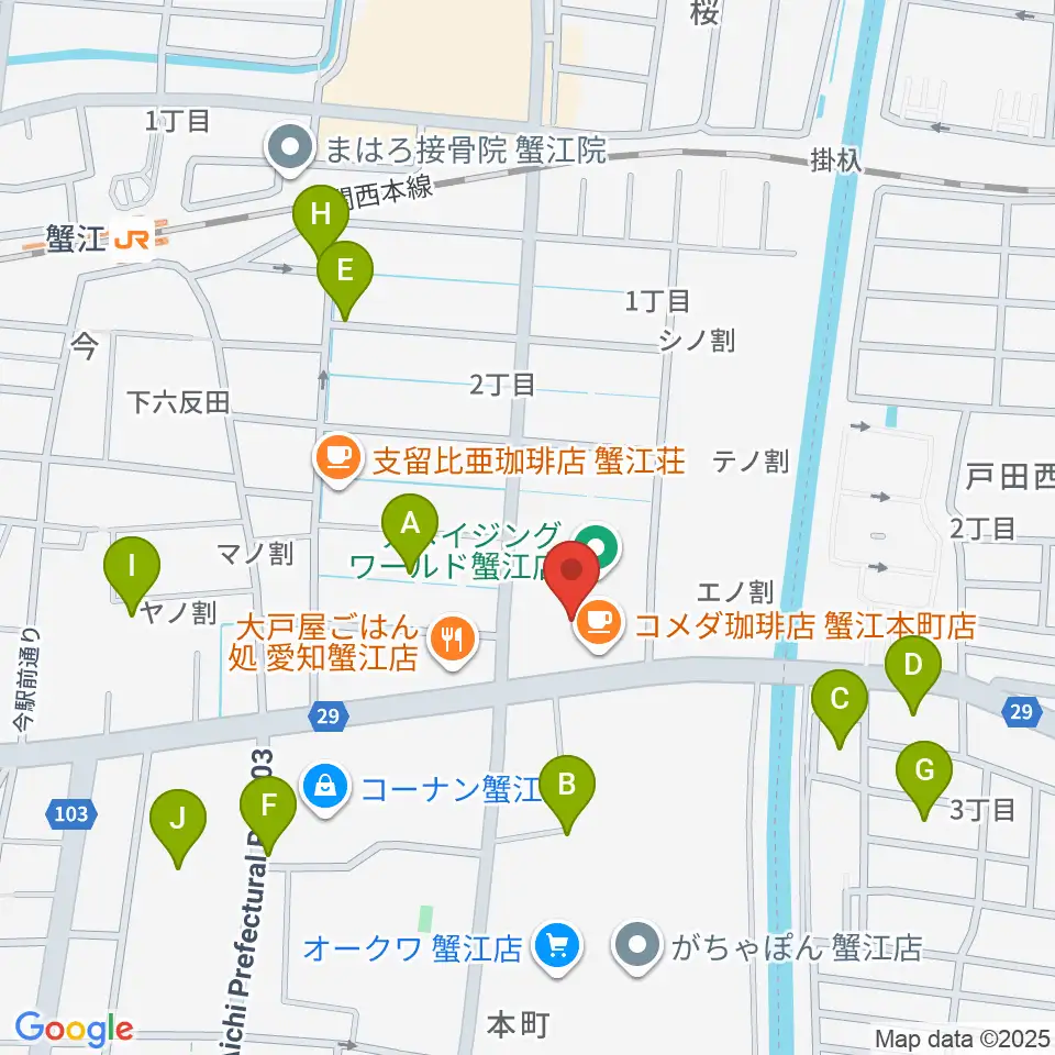 矢木楽器店 ミュージックサロン蟹江周辺の駐車場・コインパーキング一覧地図