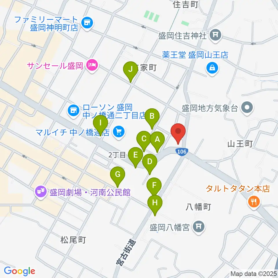 盛岡クラブチェンジ周辺の駐車場・コインパーキング一覧地図