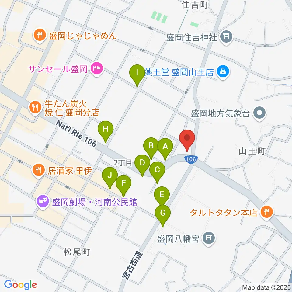 盛岡クラブチェンジ周辺の駐車場・コインパーキング一覧地図