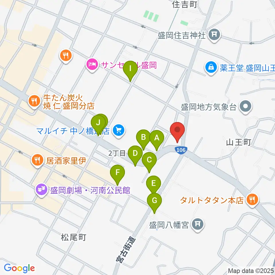 盛岡クラブチェンジ周辺の駐車場・コインパーキング一覧地図