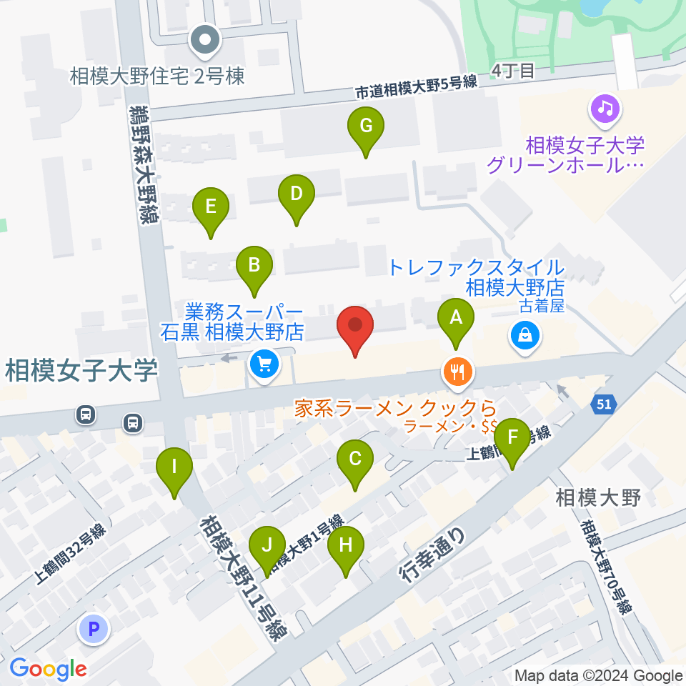 相模楽器 ロビー店周辺の駐車場・コインパーキング一覧地図