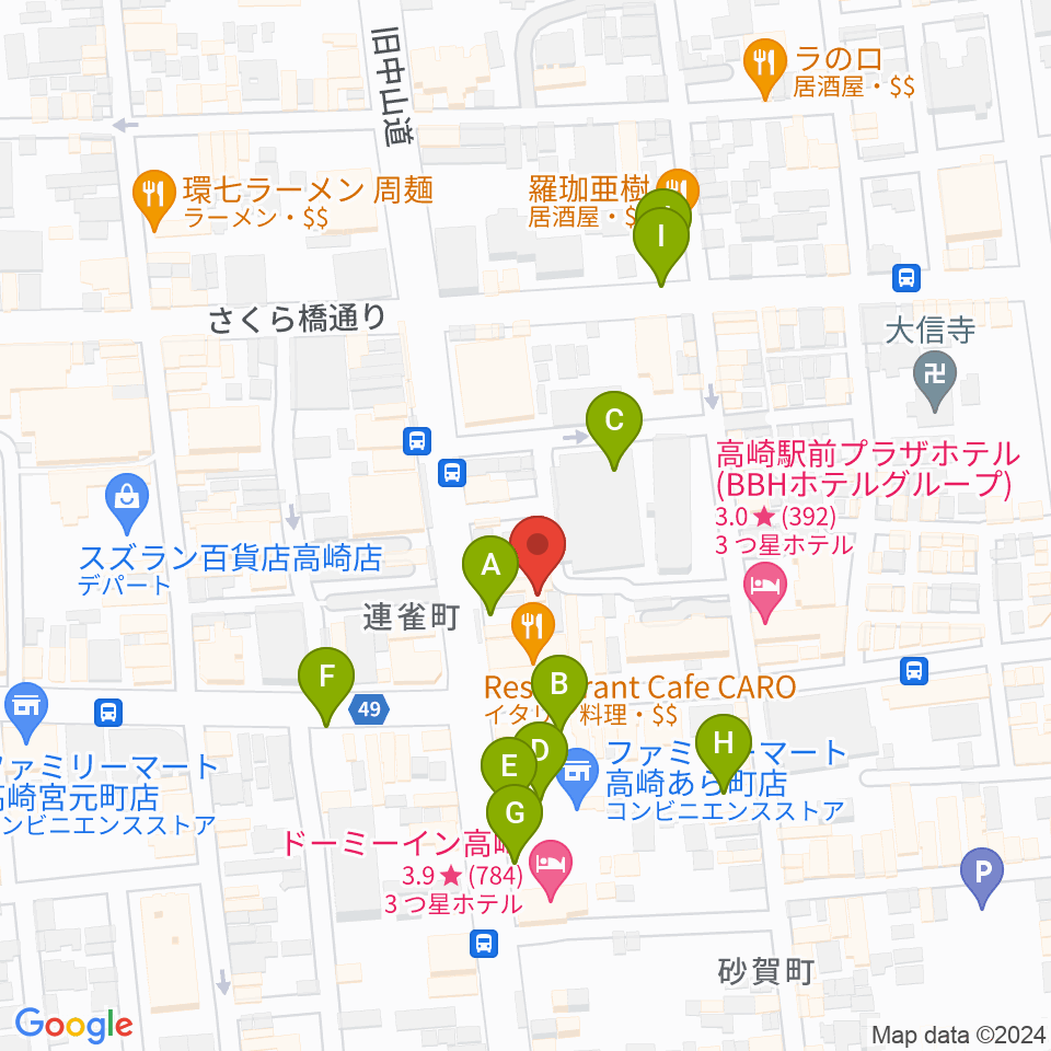 高崎WOAL周辺の駐車場・コインパーキング一覧地図