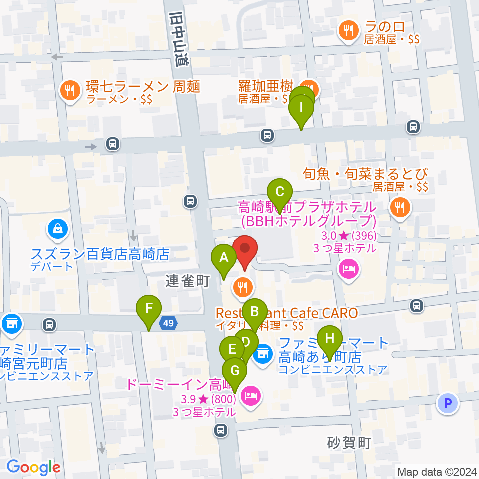 高崎WOAL周辺の駐車場・コインパーキング一覧地図