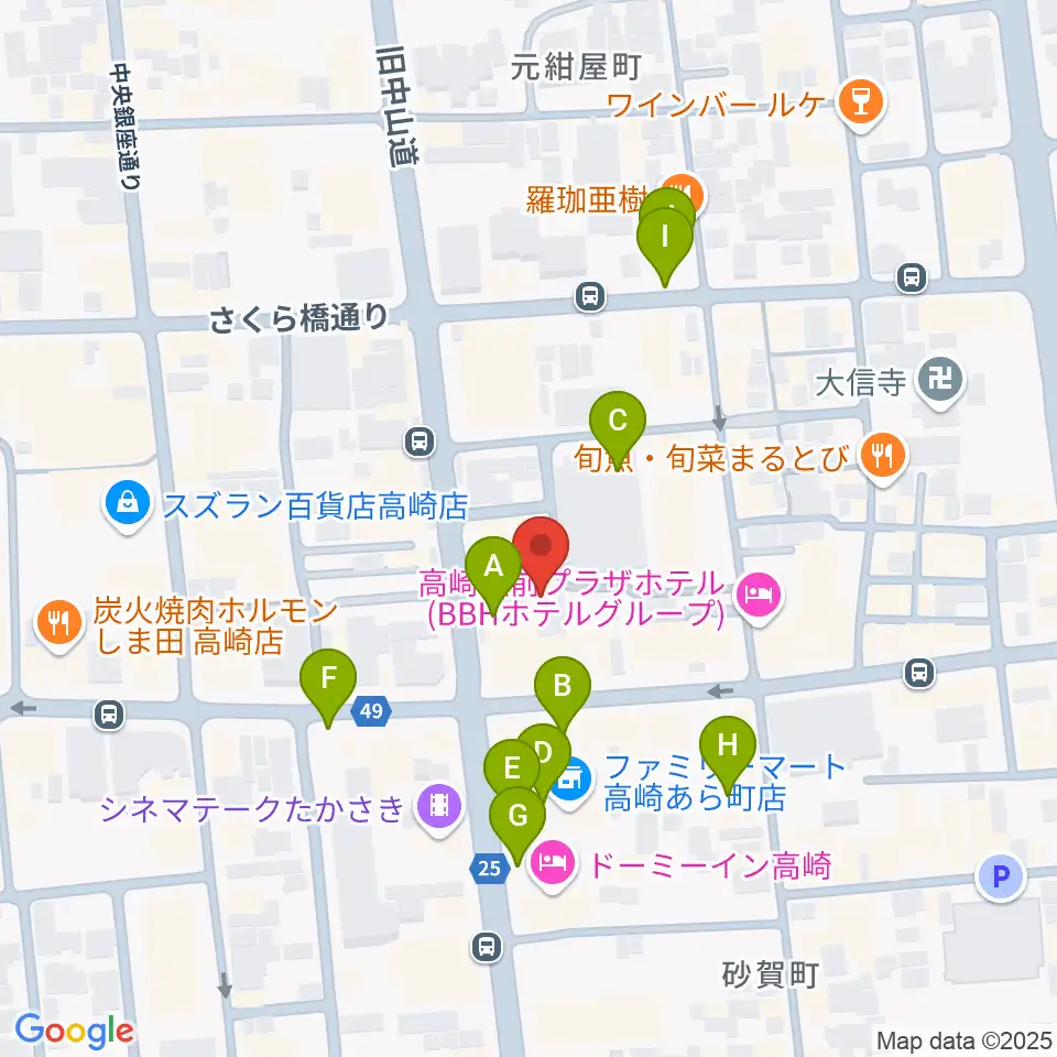 高崎WOAL周辺の駐車場・コインパーキング一覧地図