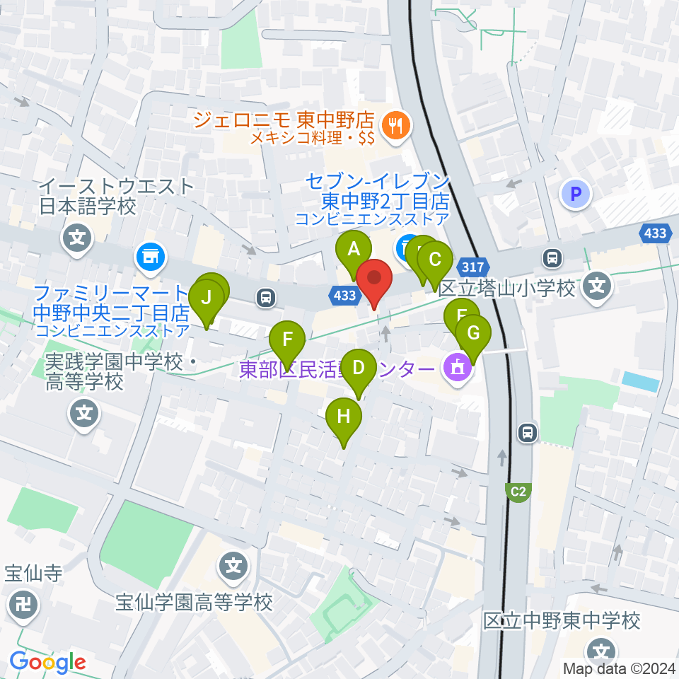 中野坂上aja周辺の駐車場・コインパーキング一覧地図