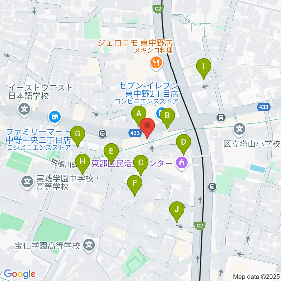 中野坂上aja周辺の駐車場・コインパーキング一覧地図