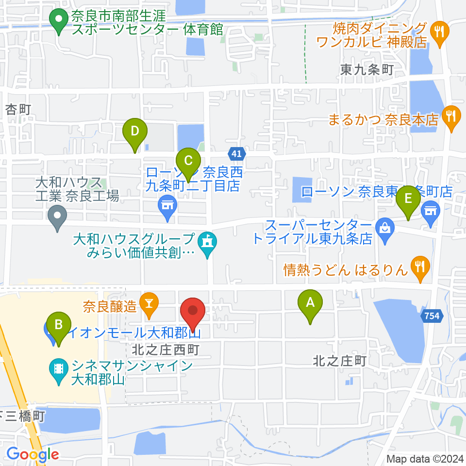 ジュエル奈良店周辺の駐車場・コインパーキング一覧地図