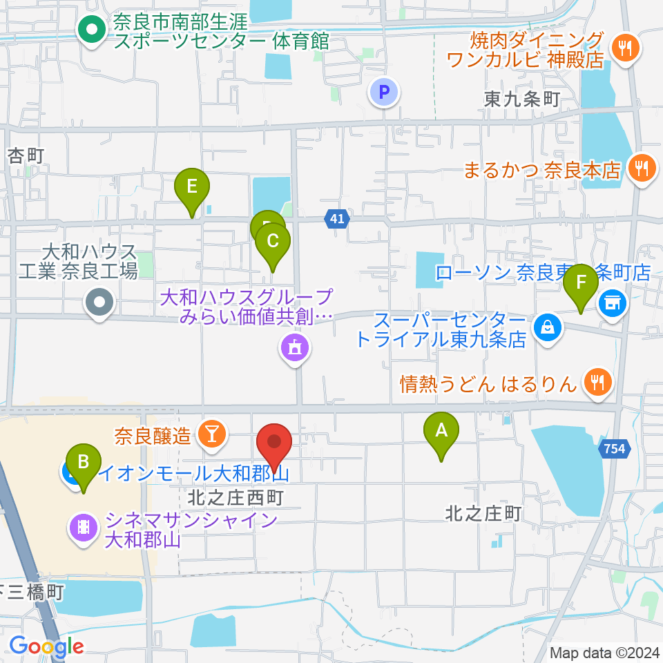 ジュエル奈良店周辺の駐車場・コインパーキング一覧地図