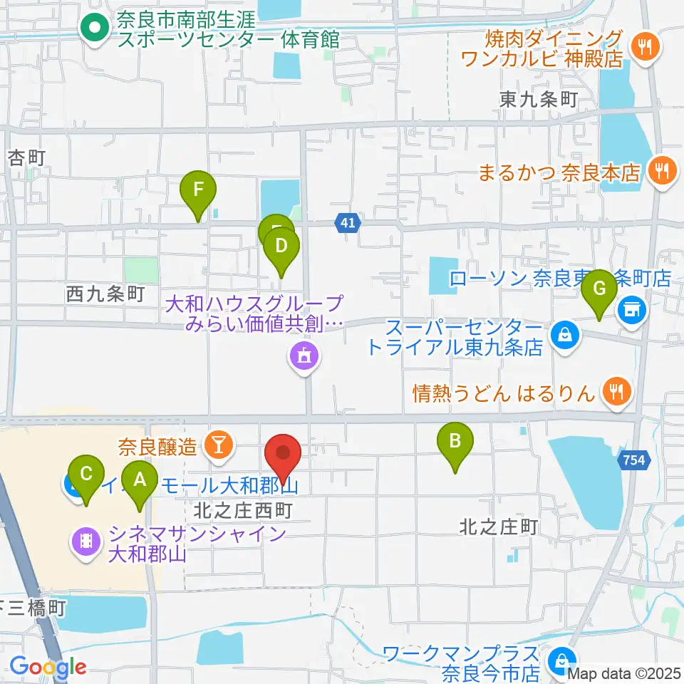 ジュエル奈良店周辺の駐車場・コインパーキング一覧地図